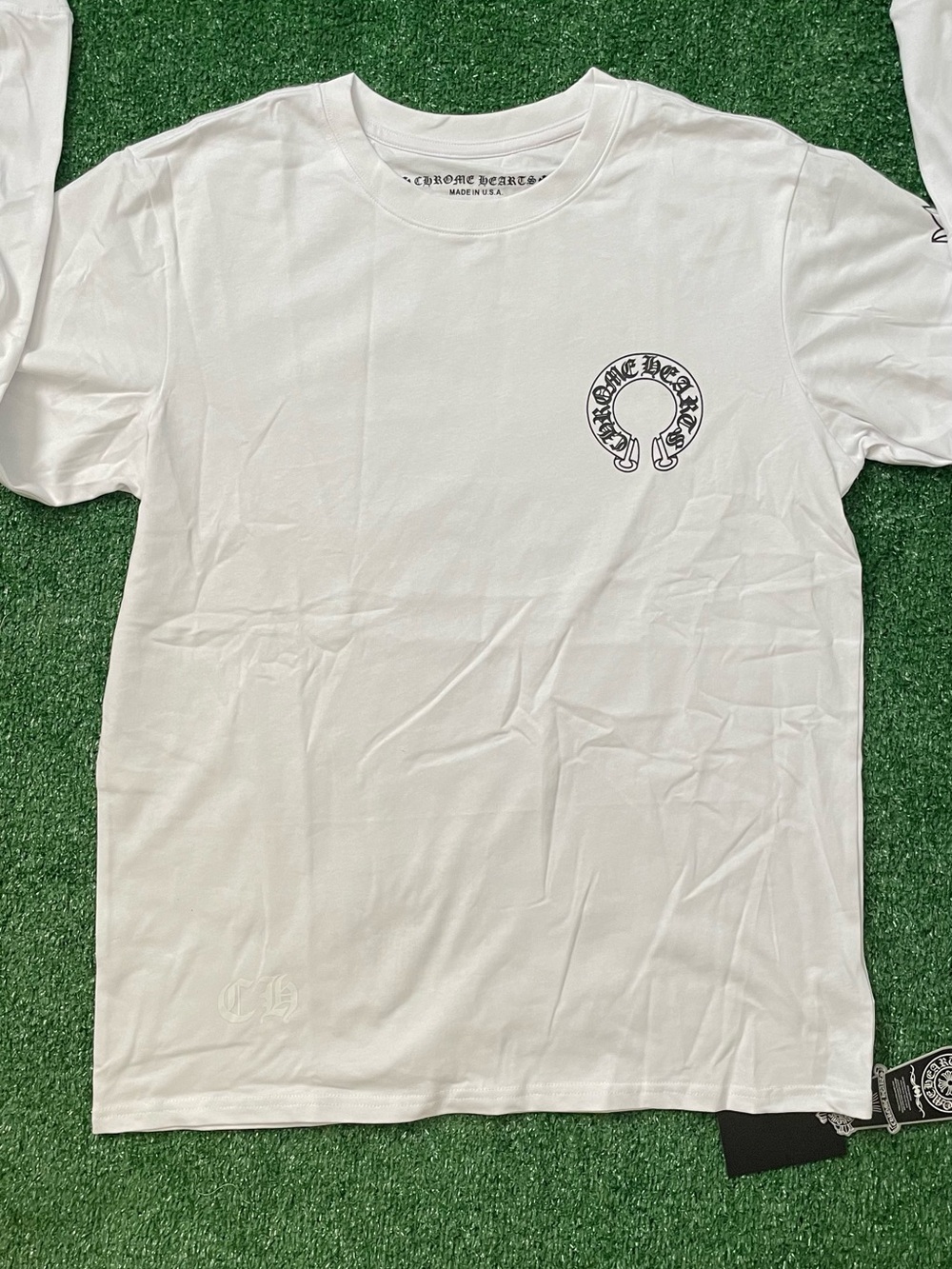 Chrome Hearts White Long Sleeve Tee with Black Logo